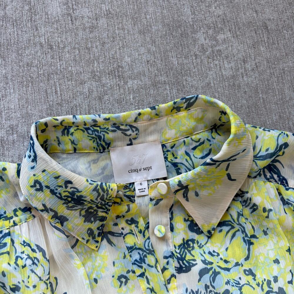 Cinq a Sept Lyra Floral Bell-Sleeve Mini Shirt Dress - Picture 2 of 6